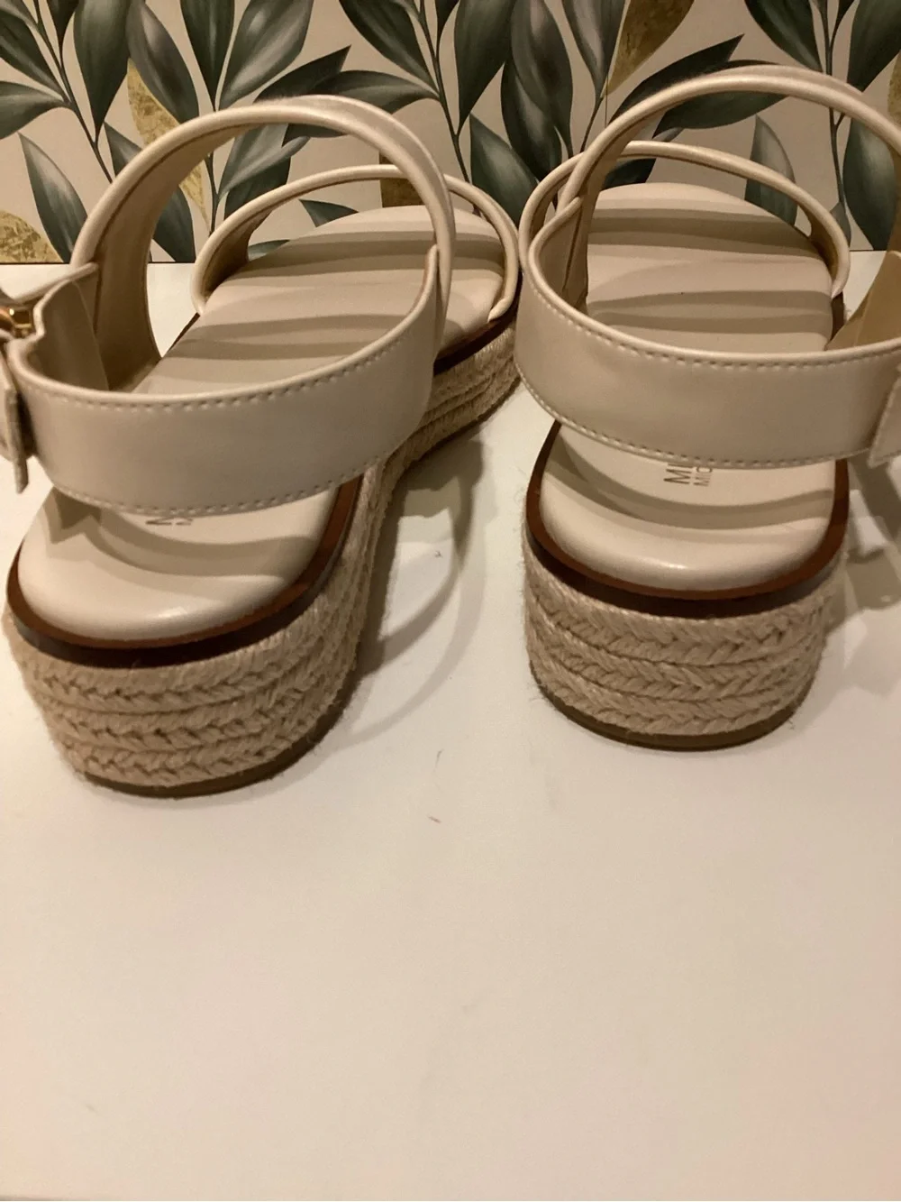 Michael Kors Cream Logo Espadrille Wedge Sandals